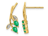1/2 Carat (ctw) Emerald Vine Leaf Earrings in 14K Yellow  Gold